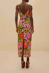 Robe midi Rose Pipping en lin - Rose