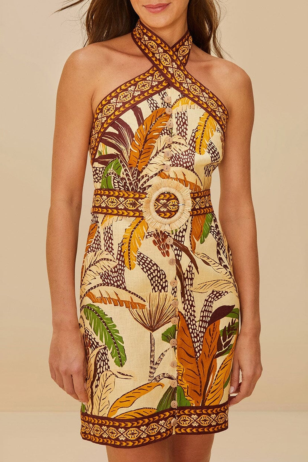 Robe courte en lin - Jaune