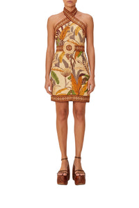 Robe courte en lin - Jaune