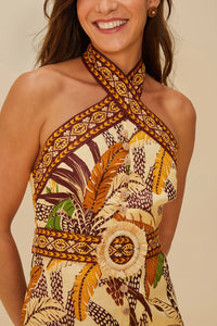 Robe courte en lin - Jaune