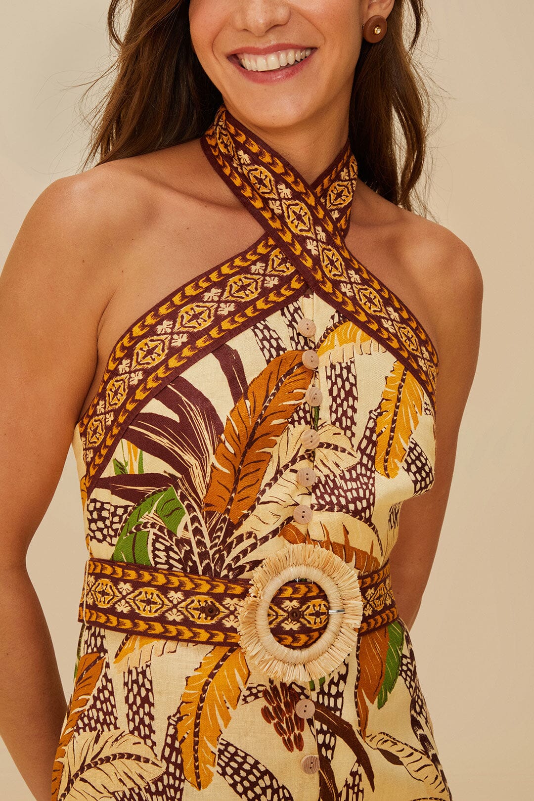 Robe courte en lin - Jaune