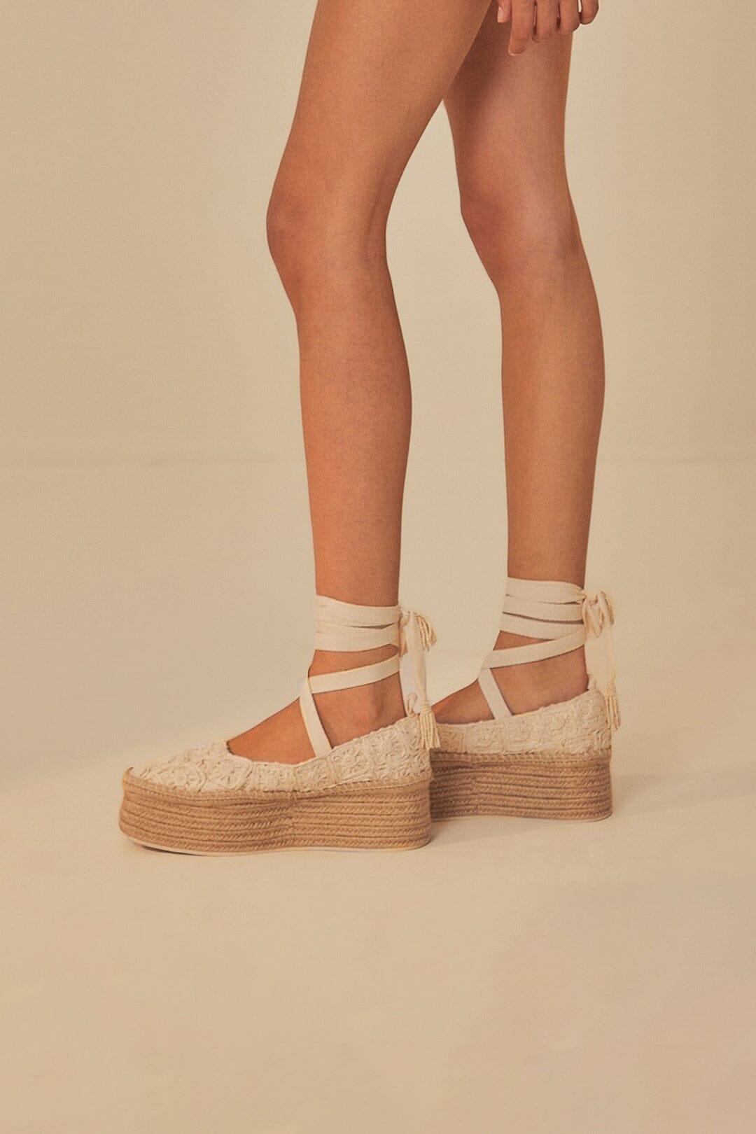 Espadrilles Ballerina compensées - Beige