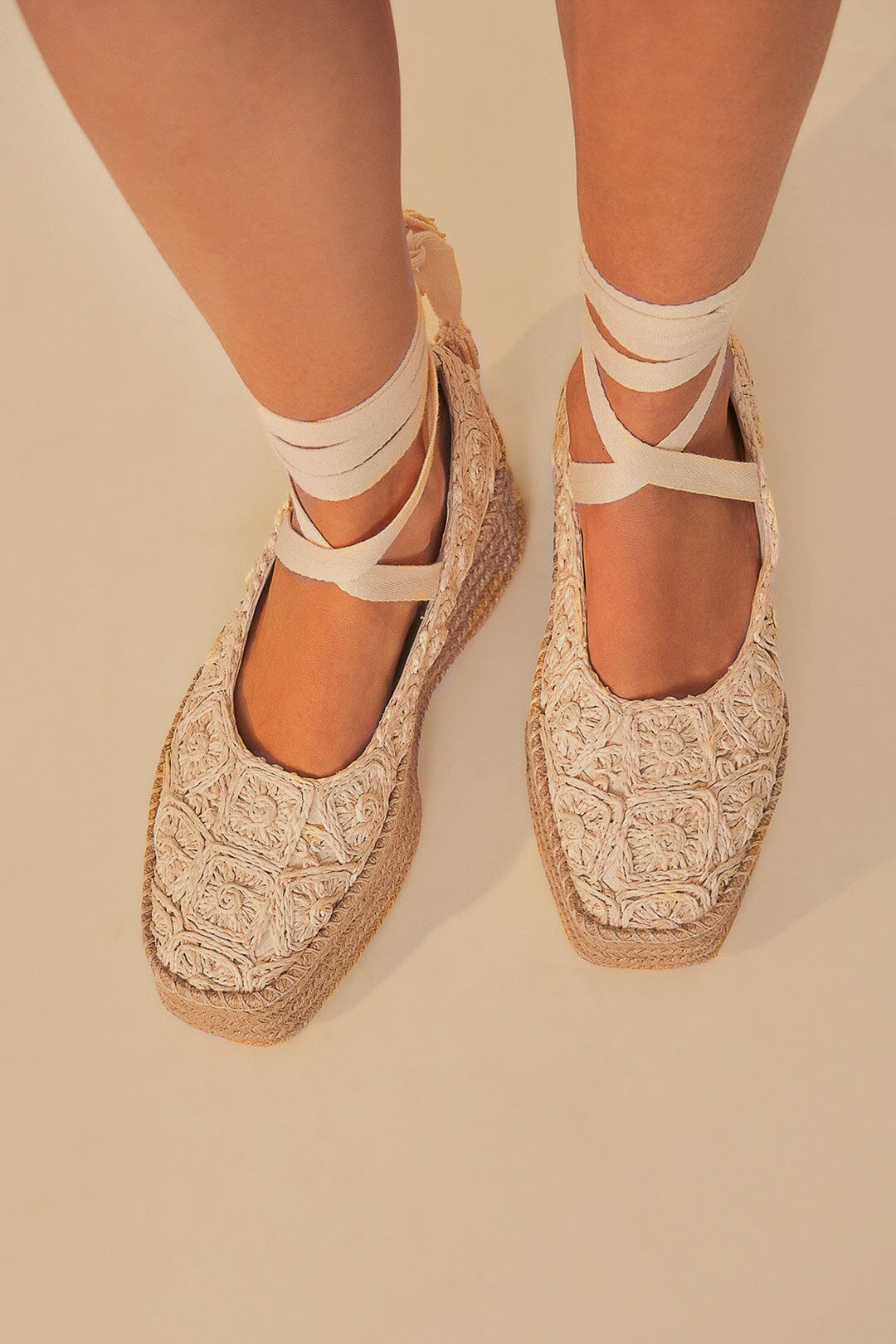 Espadrilles Ballerina compensées - Beige