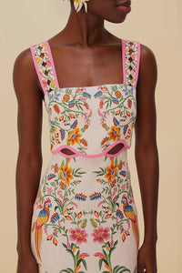 Robe courte Delicate Forest en lin - Rose