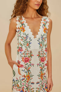 Robe longue Delicate Forest en lin - Beige