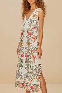 Robe longue Delicate Forest en lin - Beige