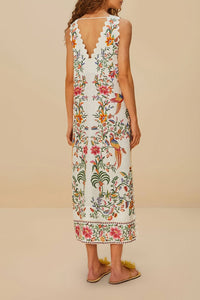 Robe longue Delicate Forest en lin - Beige