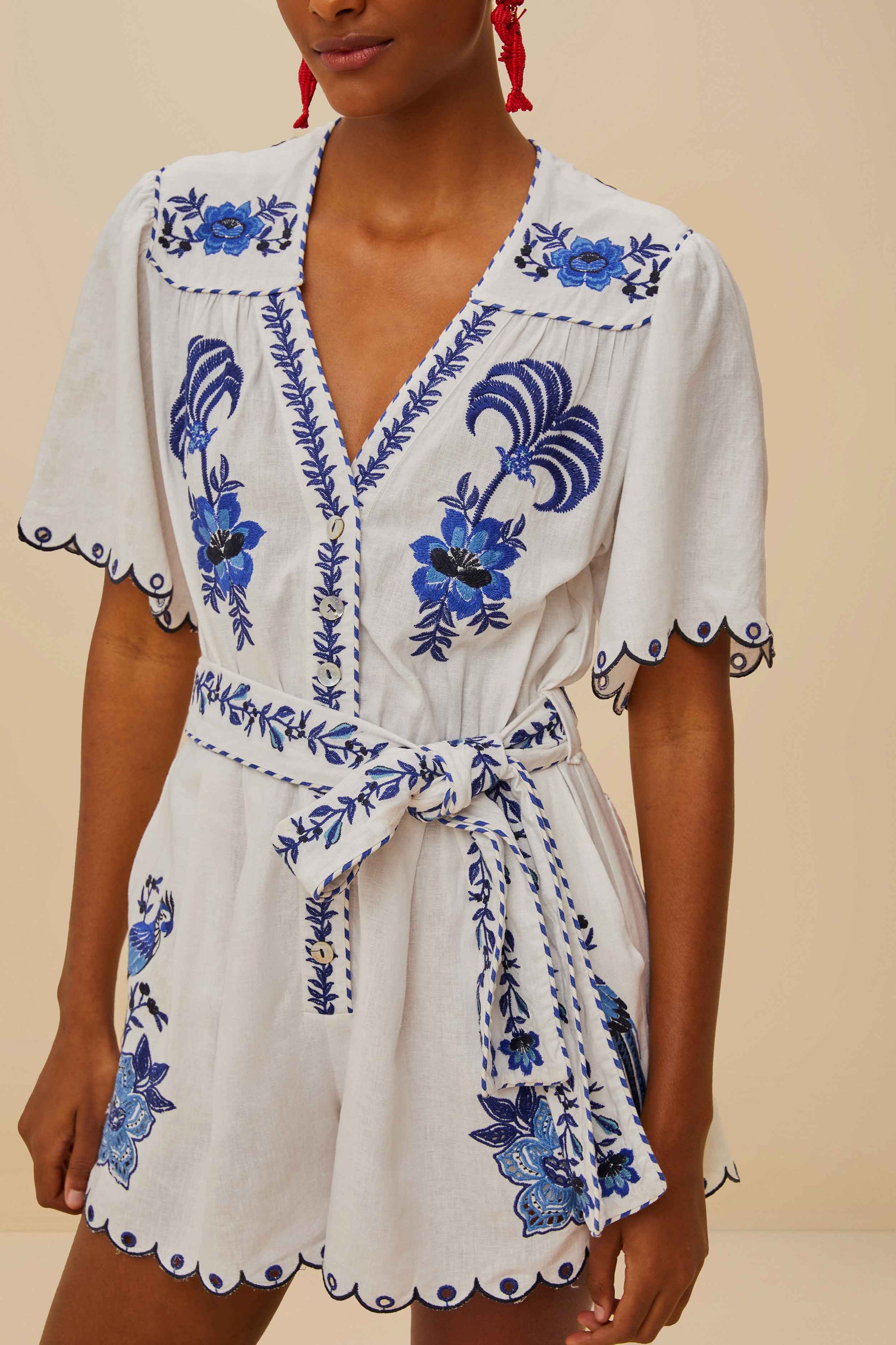Forest Richelieu jumpsuit in linen - White