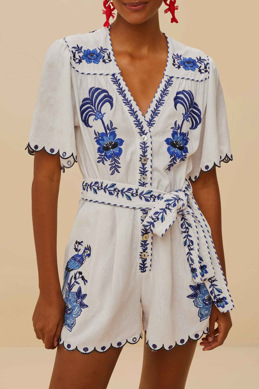 Forest Richelieu jumpsuit in linen - White