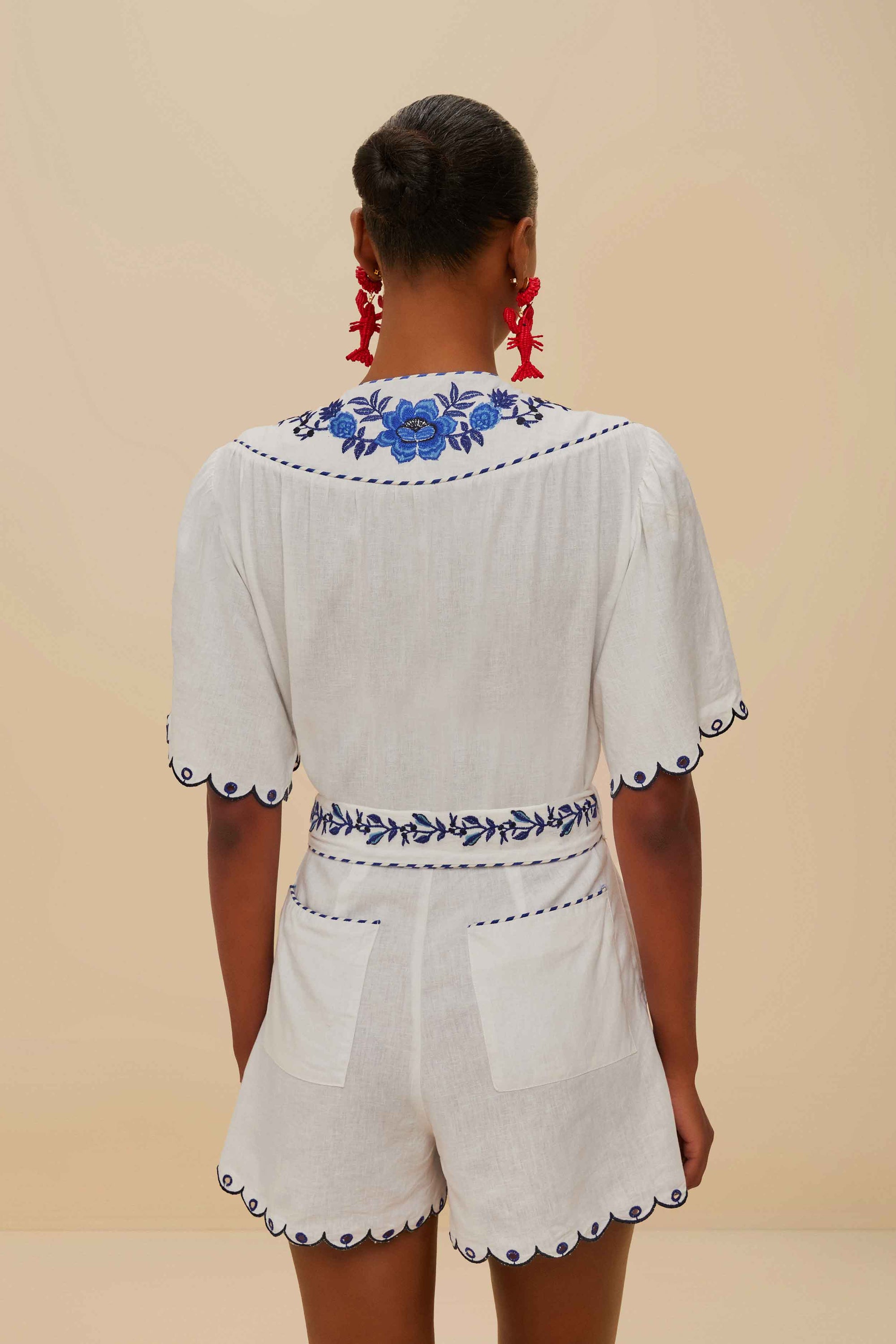 Forest Richelieu jumpsuit in linen - White
