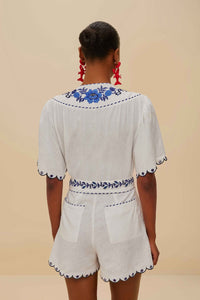 Combishort Forest Richelieu en lin - Blanc