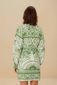 River Ride short dress in linen - Green