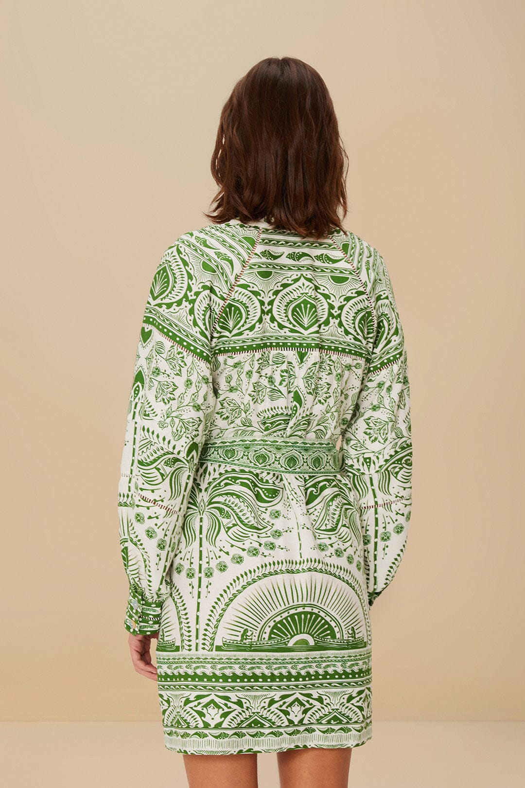 River Ride short dress in linen - Green