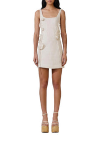 Short strapless dress in linen - White