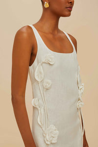 Short strapless dress in linen - White