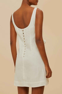 Short strapless dress in linen - White
