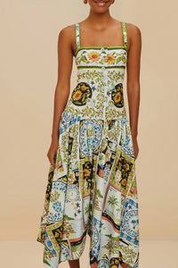 Robe midi à bretelles - Multicolore