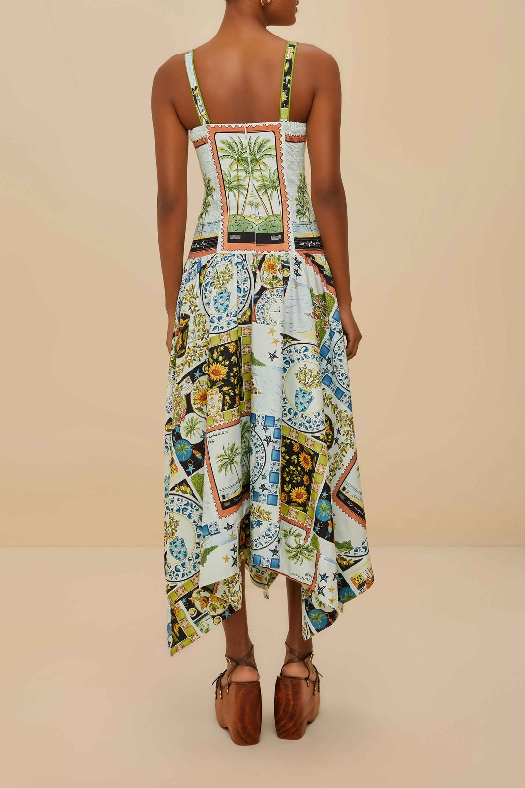 Robe midi à bretelles - Multicolore
