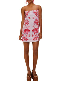 Robe courte à bretelles en lin - Violet