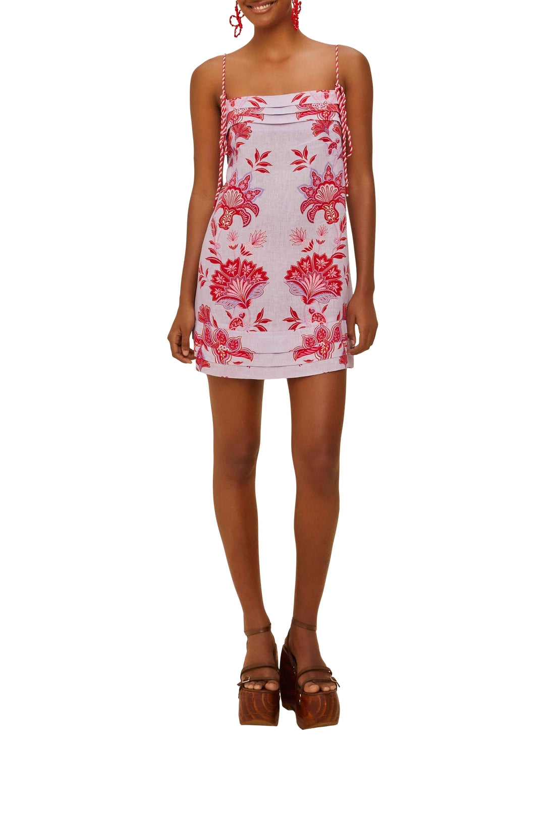 Robe courte à bretelles en lin - Violet