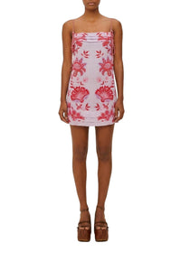 Robe courte à bretelles en lin - Violet