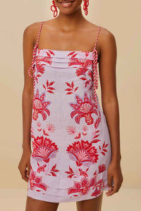 Robe courte à bretelles en lin - Violet