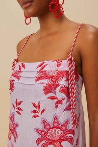 Robe courte à bretelles en lin - Violet