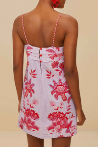 Robe courte à bretelles en lin - Violet