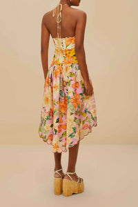 Robe midi Guaragarden à bretelles en lin - Jaune