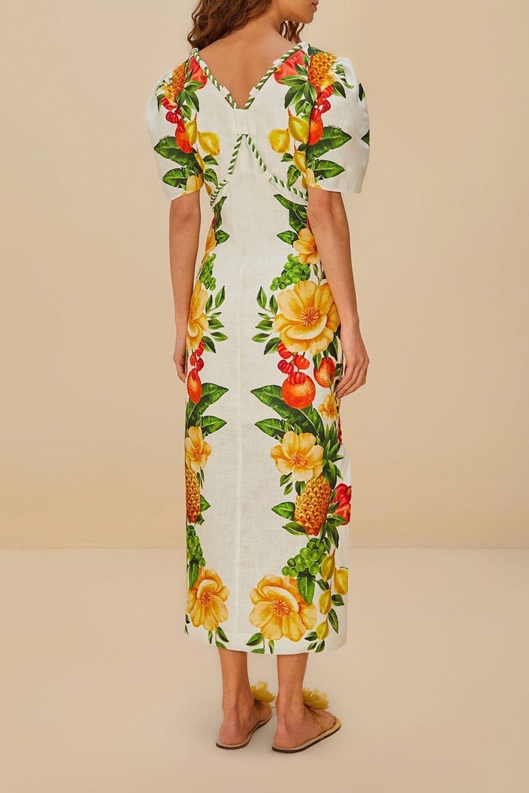Robe longue manches courtes en lin - Jaune