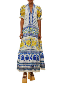 Robe longue à manches courtes - Blanc