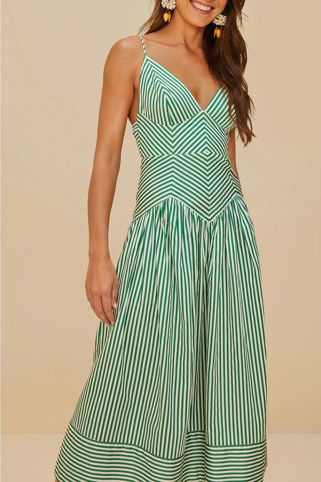 Robe midi à bretelles - Vert