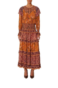 Robe longue Vintage Tiny Garden - Rouge