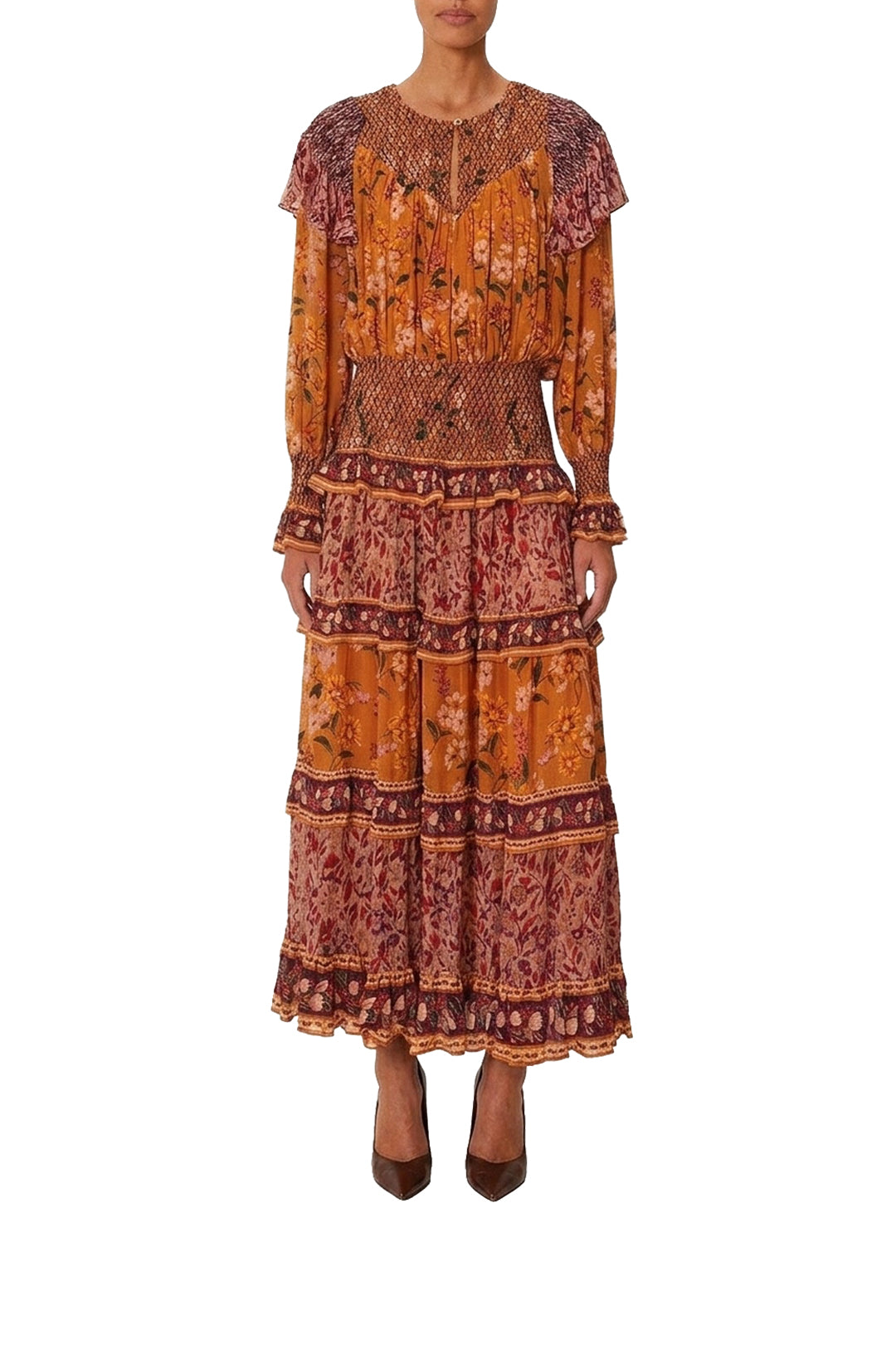 Robe longue Vintage Tiny Garden - Rouge