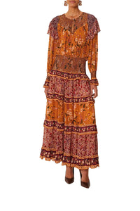 Robe longue Vintage Tiny Garden - Rouge
