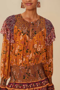 Robe longue Vintage Tiny Garden - Rouge