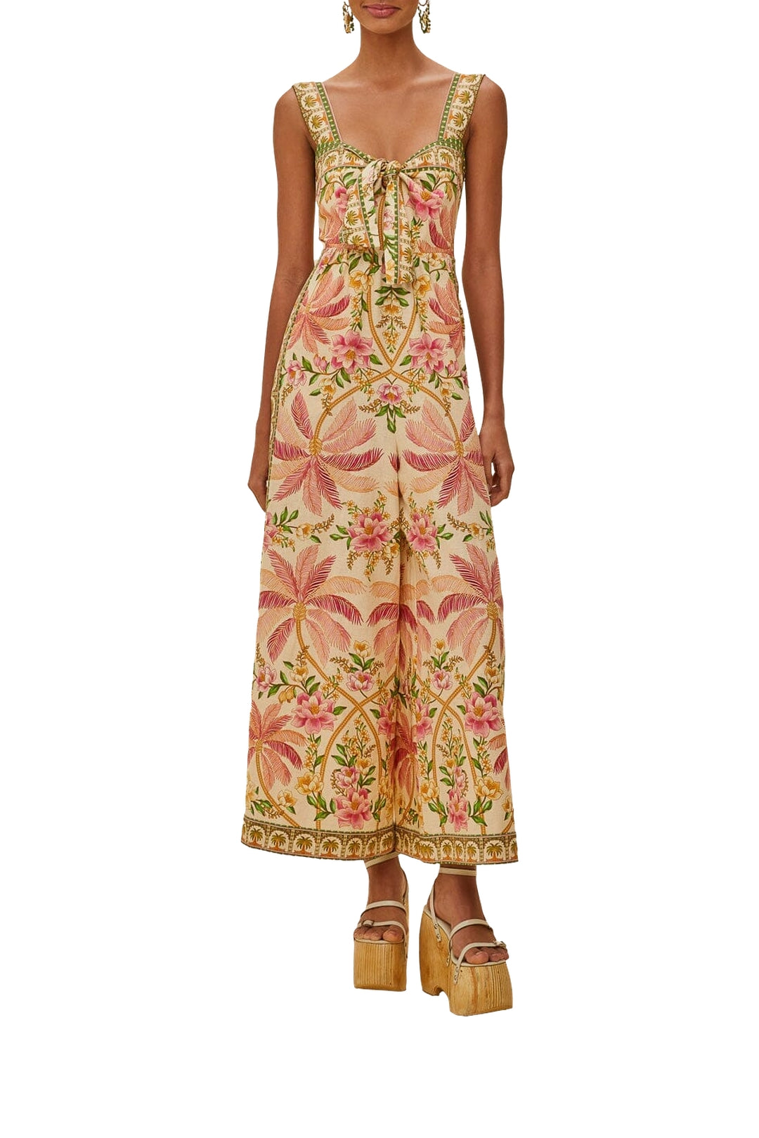 Combinaison Strap Knot en lin - Rose