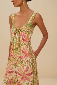 Combinaison Strap Knot en lin - Rose