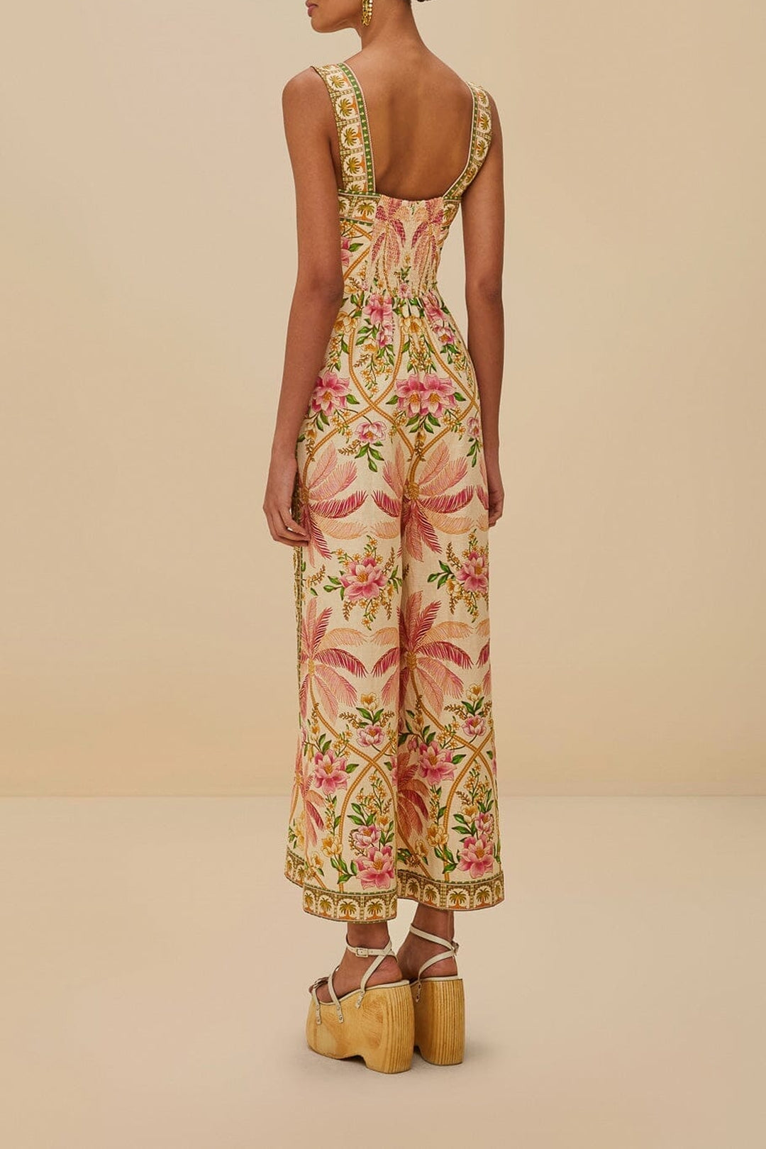 Combinaison Strap Knot en lin - Rose