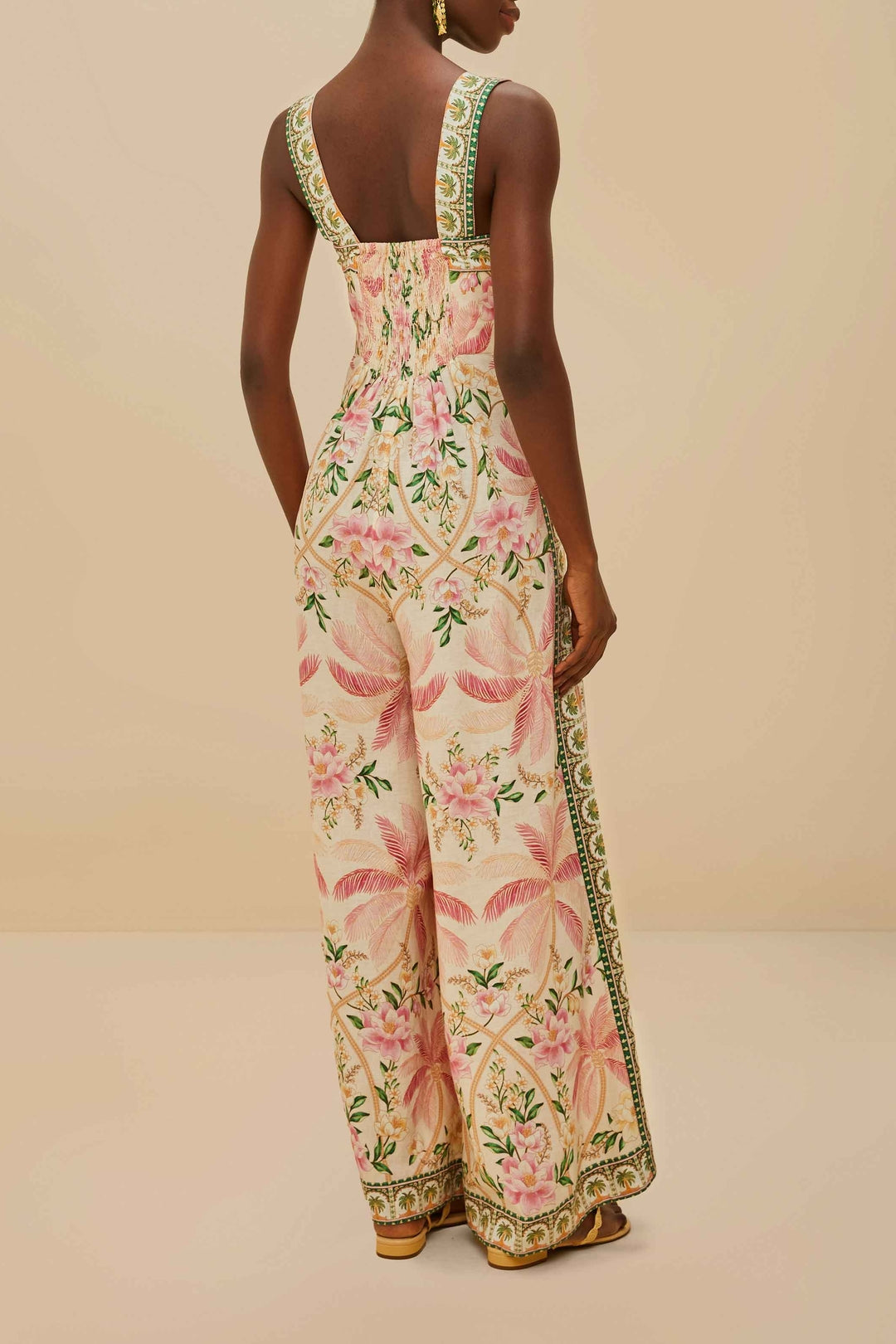 Combinaison Strap Knot en lin - Rose