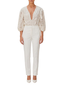 Body Rosy eyelet à manches bouffantes - Blanc