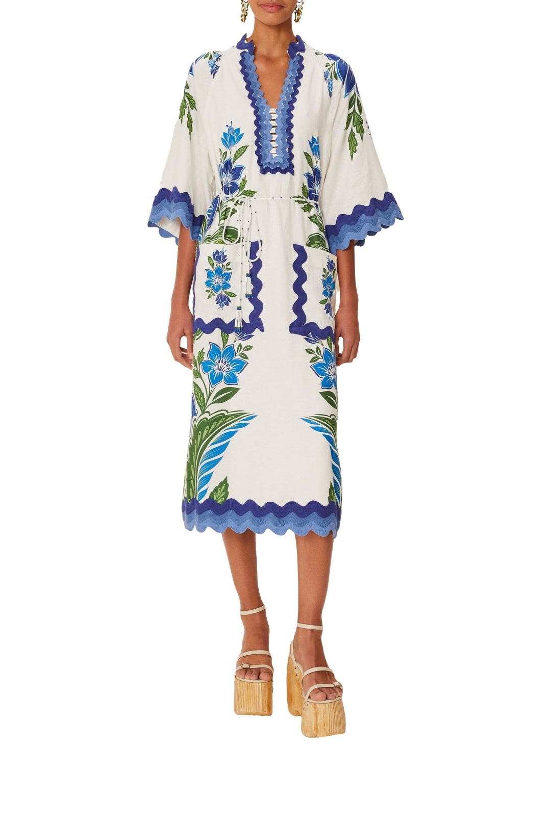 Robe midi Tunic en lin - Bleu
