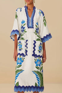 Robe midi Tunic en lin - Bleu
