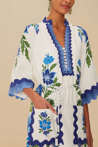 Robe midi Tunic en lin - Bleu