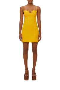 Sunrise Cup short linen dress - Yellow