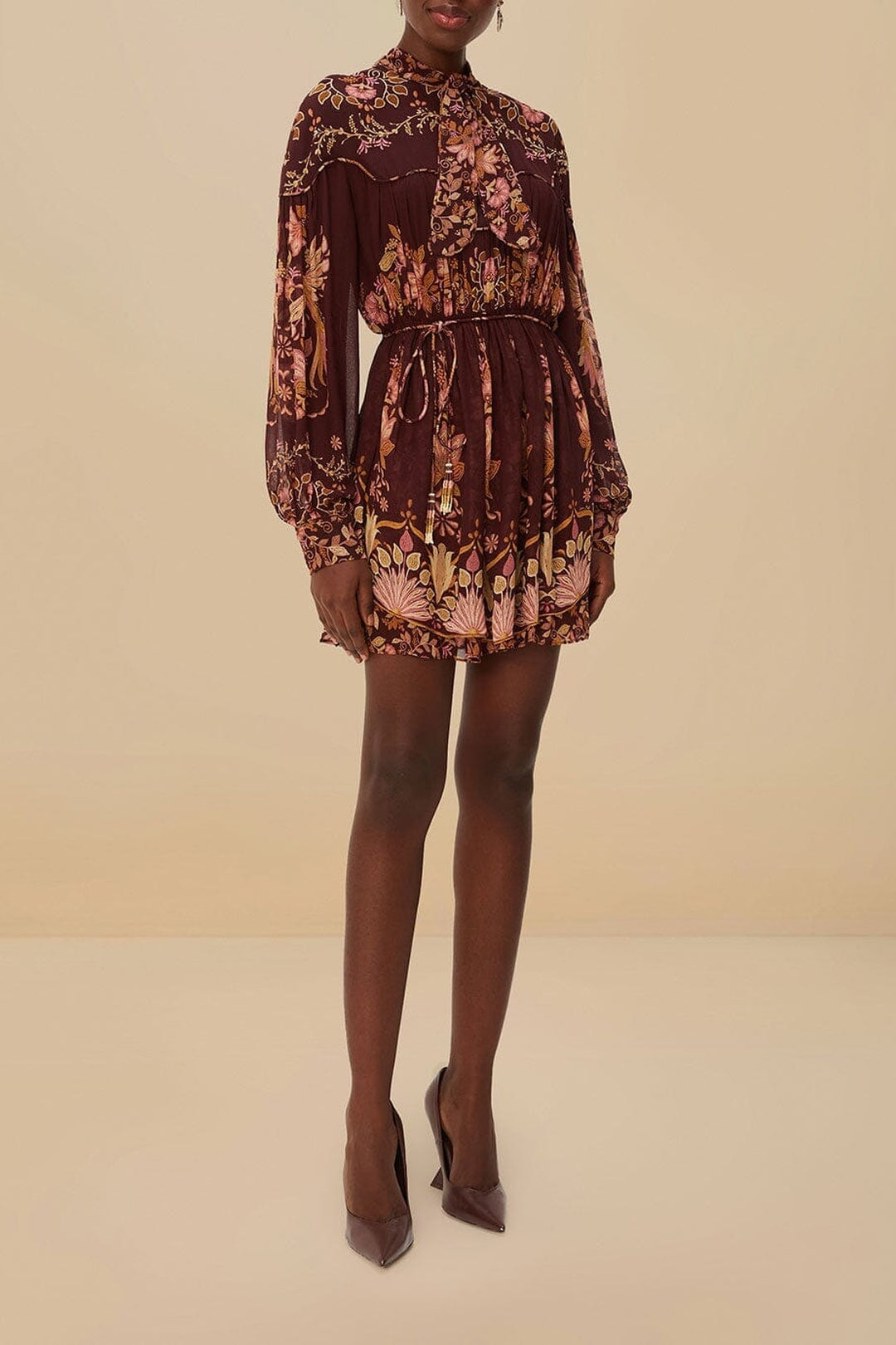 Robe courte à nœud - Bordeaux