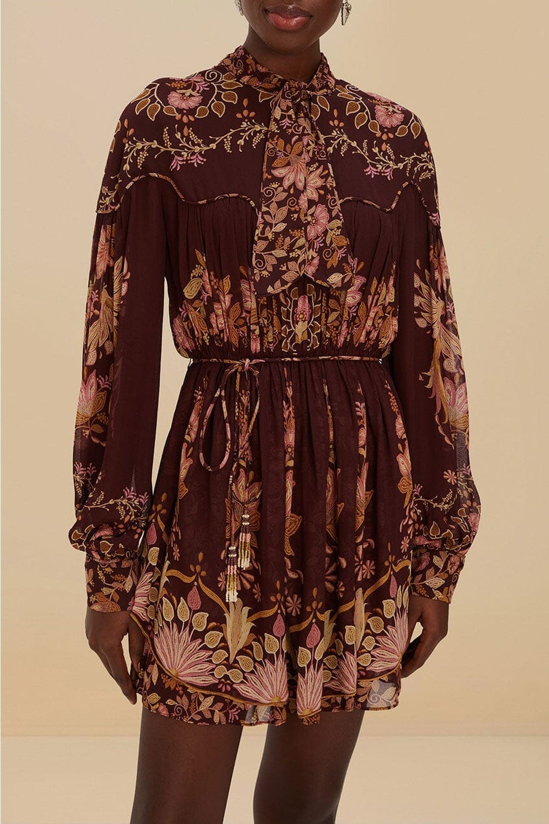 Robe courte à nœud - Bordeaux