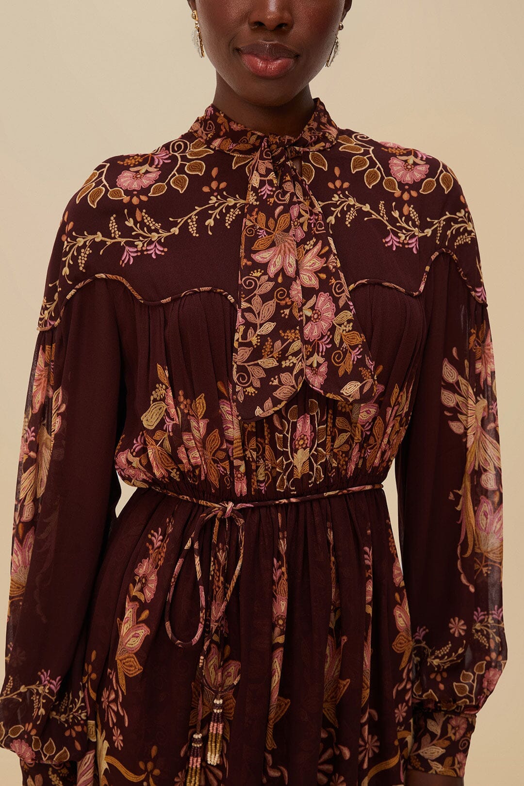 Robe courte à nœud - Bordeaux