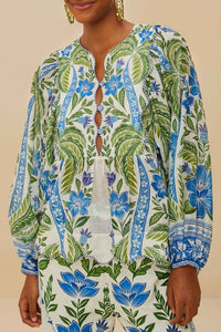 Blouse Wavy yoke - Vert