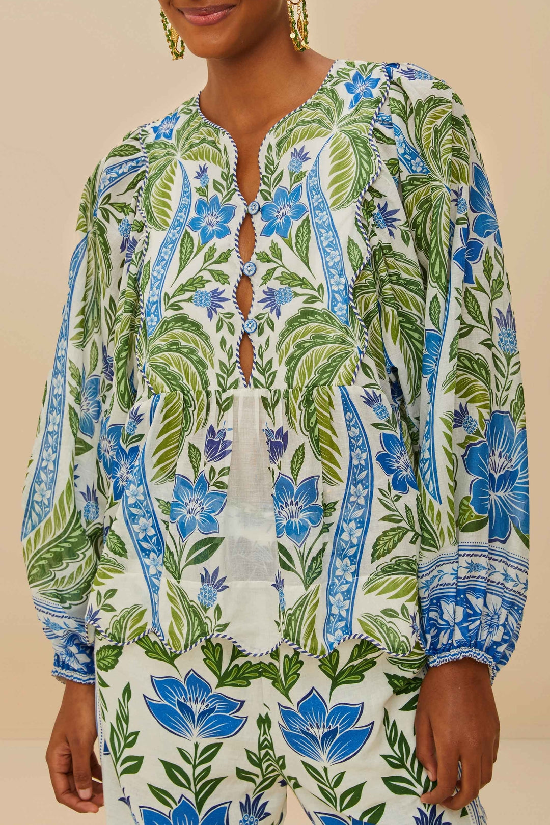 Blouse Wavy yoke - Vert